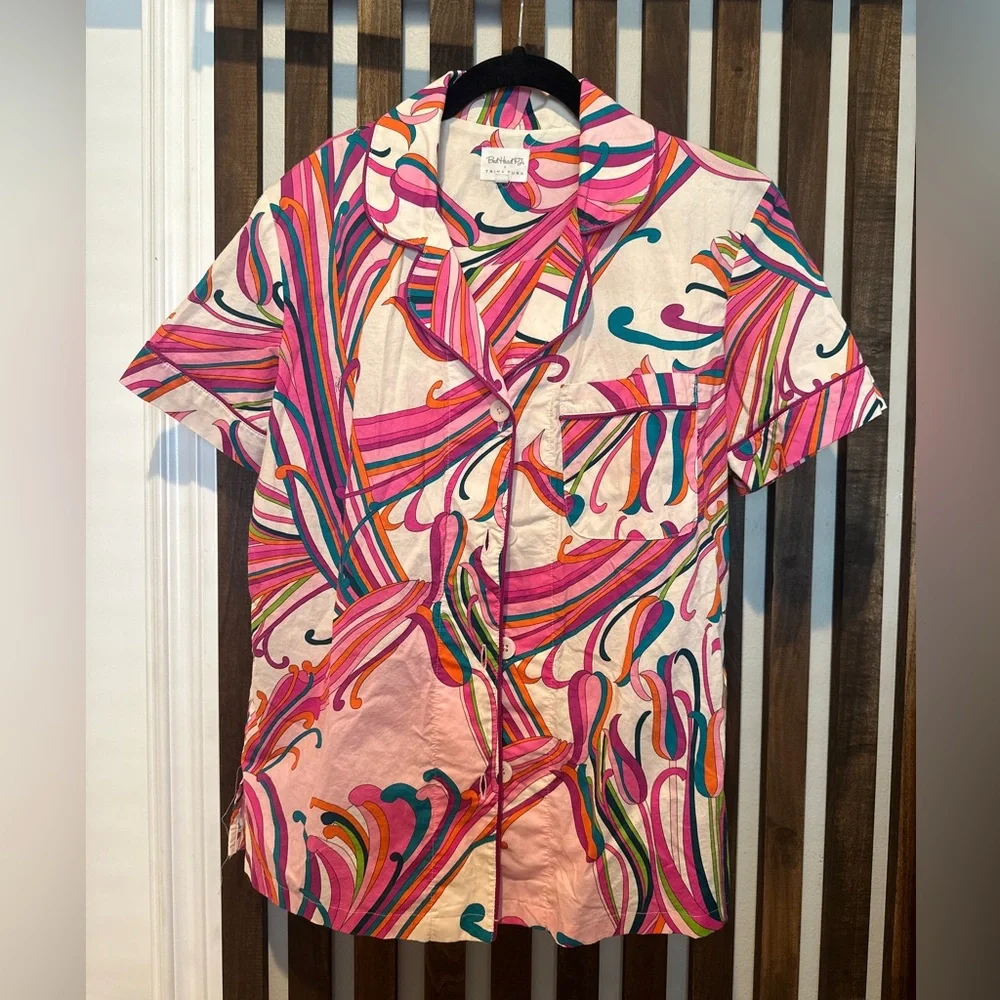 BEDHEAD X TRINA TURK SHORT SLEEVE CLASSIC CROPPED STRETCH JERSEY PJ SET - Picture 1 of 7